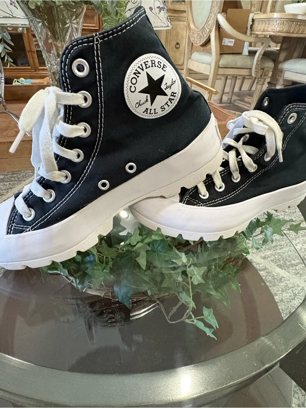 Converse Black and White Kids High-Top Platform Sneakers